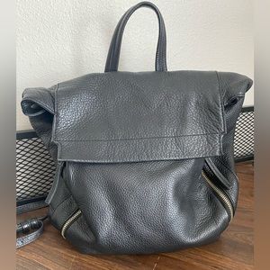 Vince Camuto ~ Black Pebbled Leather Magnetic Closure Backpack Purse